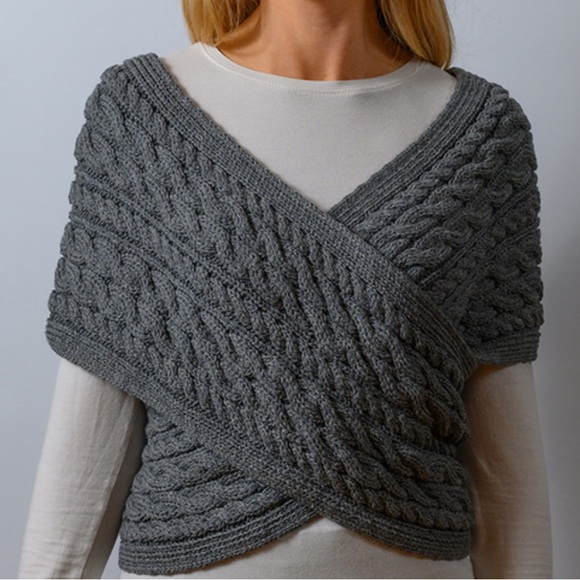 NWT, Aran,Ireland, Mirano Cable
Crossover Wrap w/Buttons Cable Knit Sweater - Picture 4 of 11